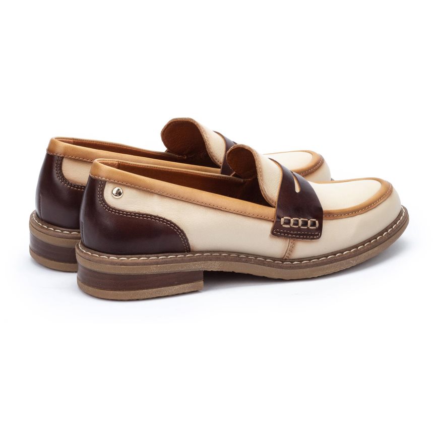 Women's Pikolinos ALDAYA Loafers Cream / Brown | NZ S5Q1209